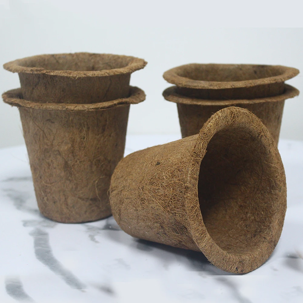 biodegradable plant flowerpots seedling pots,small flower nursery coconut pot