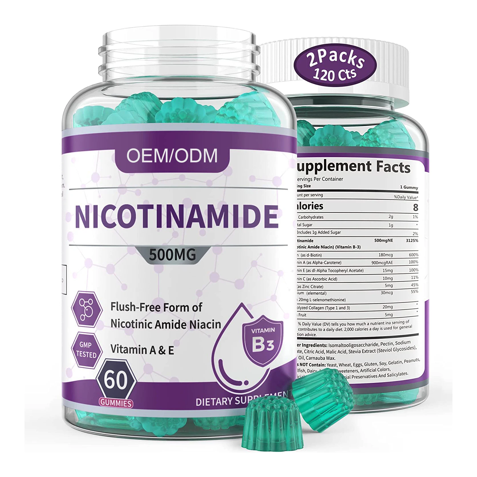 Adults Nicotinamide Gummies Vitamin B3 Flush Free Nicotinic Amide Niacin Supplement for Healthy Aging Cellular Energy Metabolism