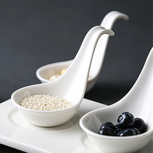 Factory Wholesale White Porcelain Serving Dish Set with Tray Ceramic Spices Dishes for Dining Tables