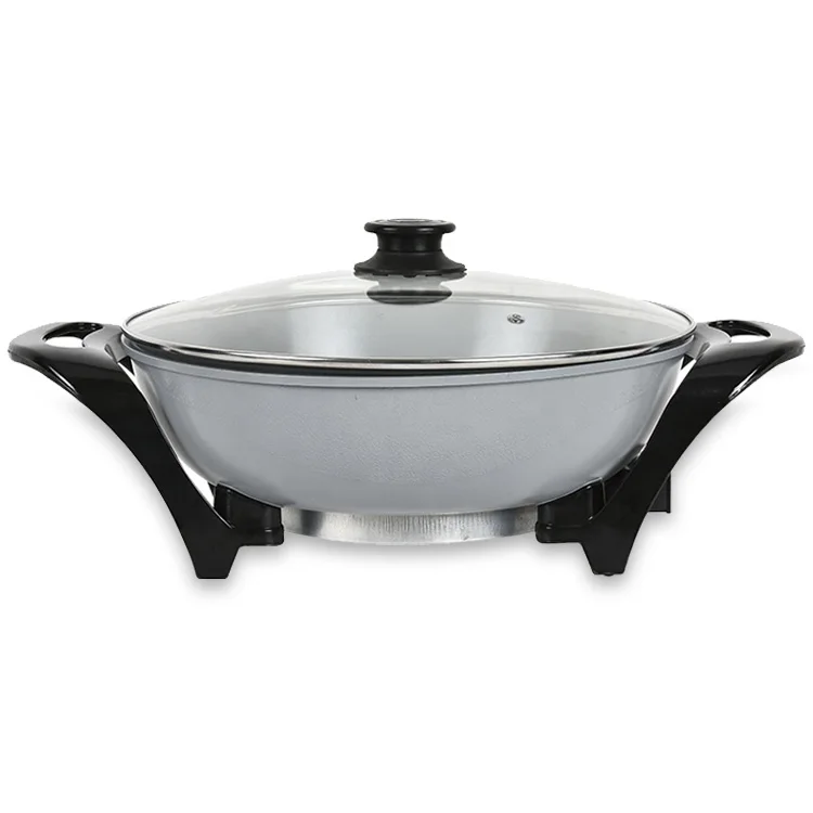 Round Non Stick Coating Smokeless Electric Skillets Cooking Hot Pot Boil Fry Stew Multi-Functional Kitchen Utensils