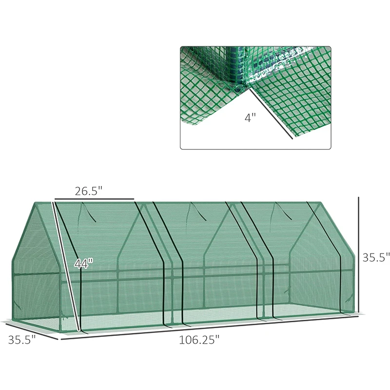 PE Green Reinforced Garden Greenhouses Winter UV-Resistant Outdoor Frame Winter Plants Zipper Openings-Small Greenhouse Garden