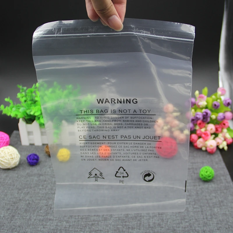 Resealable PE self adhesive plastic clear mailers with suffocation warning clothes packing bags transparent mailing bag