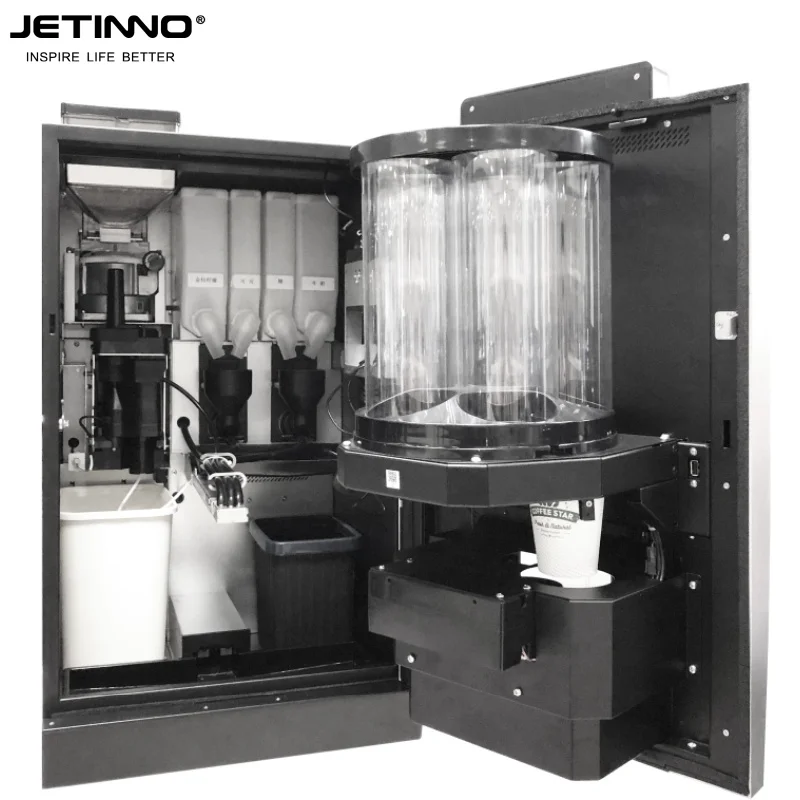 JL28-ES5C-14 автомат для оплаты кофе Jetinno с автоматическим дозатором стаканчиков