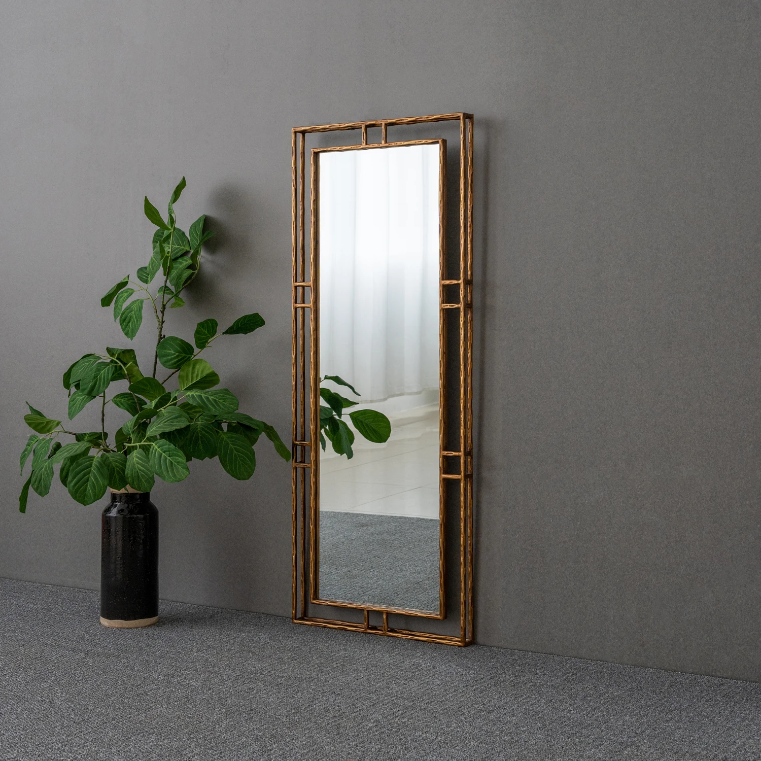 MOM Textured Frames Modern Bedroom mirror with metal frame