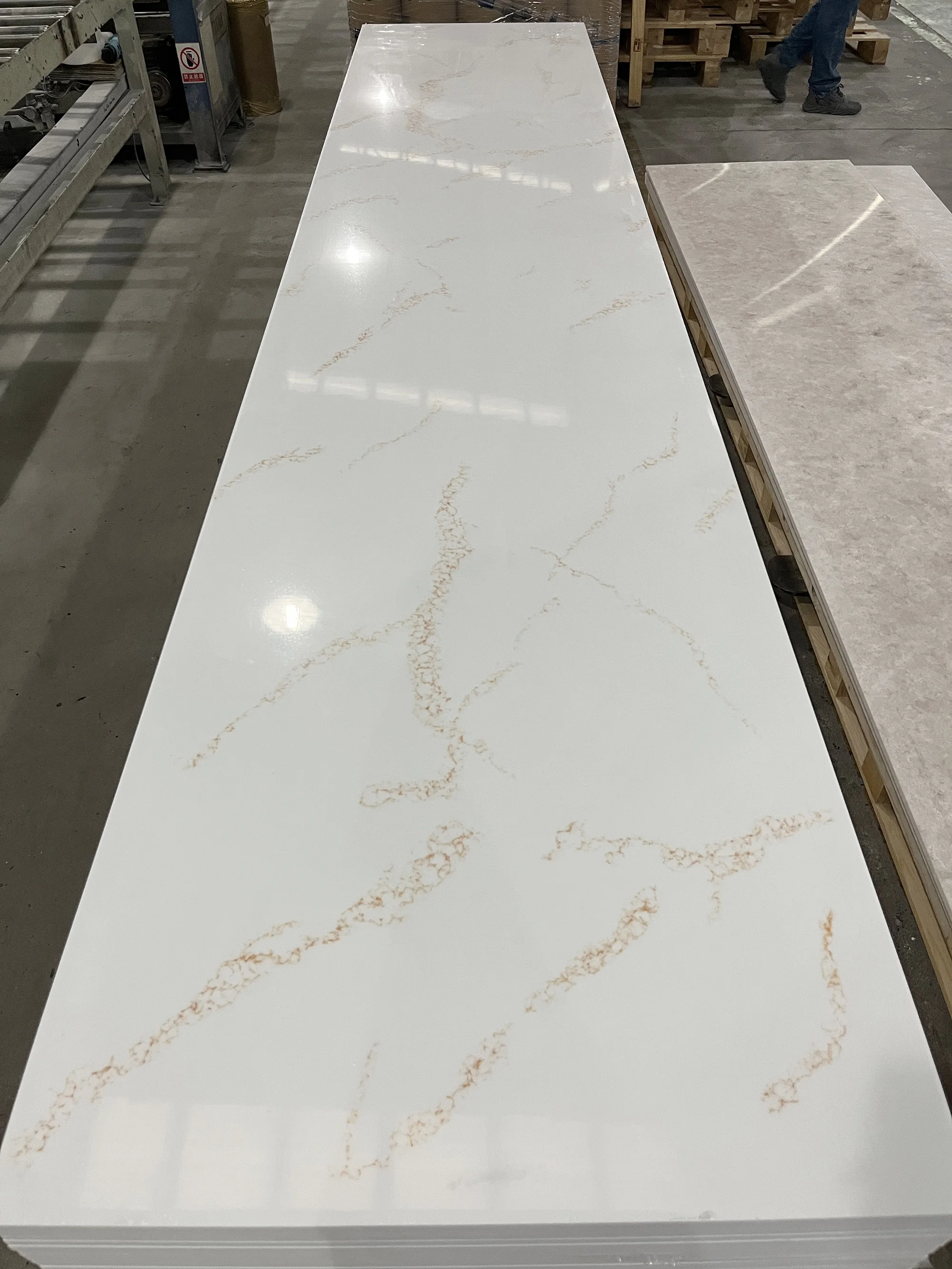 China Koris calacatta in gold big slab artificial marble stone modified acrylic solid surface Stone sheets for countertop