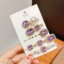 2022 Wholesaler Korean Word Hair Clips Hairpin Accessories Vintage Green Pearl Rhinestone Hair Clips For Women Girl