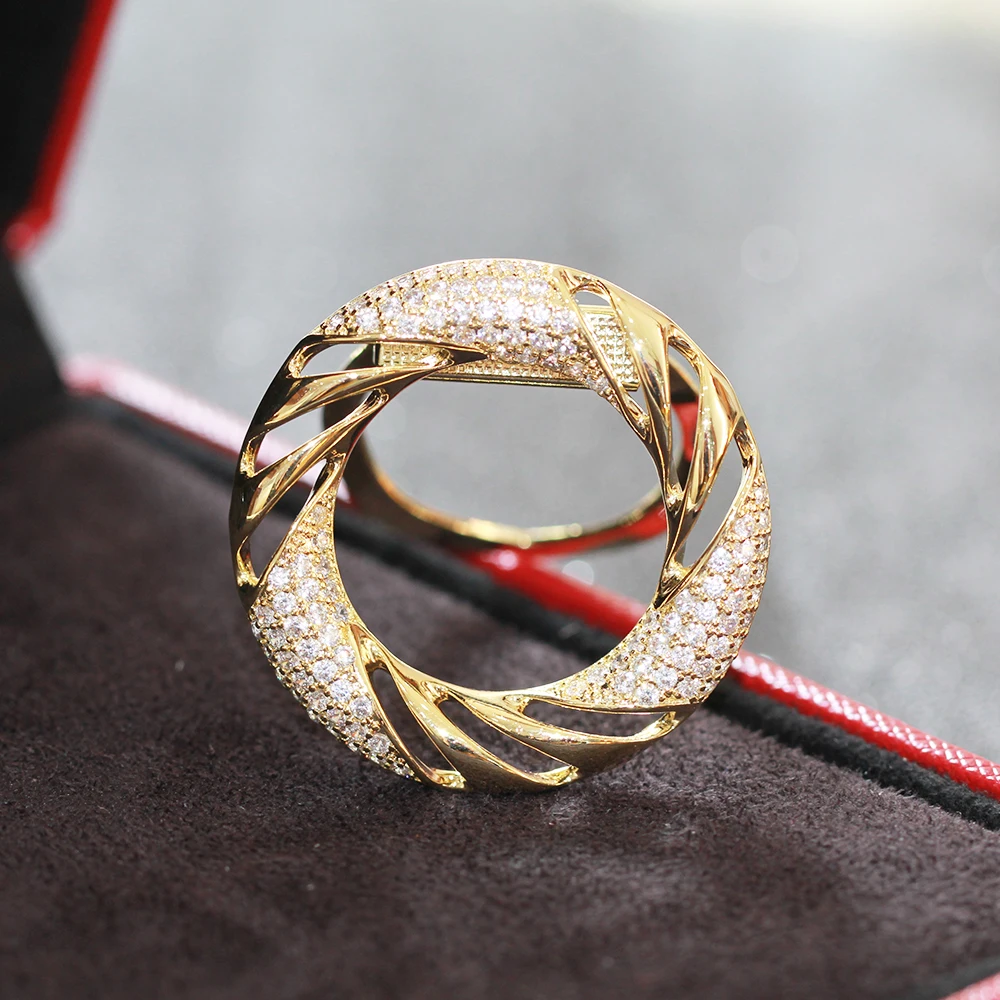 Interlocking personality fashion micro-inlaid zircon ring silk scarf buckle brooch a dual-use clothing accessories