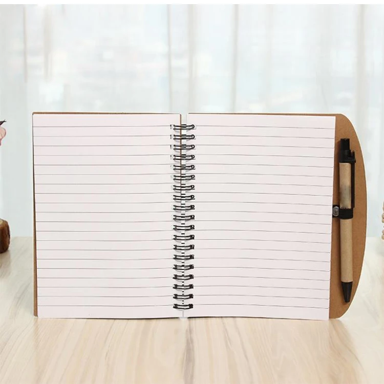 
Customized Logo Double Metal Spiral Eco-friendly Book with Paper Pen Recyclable Notebook for Promotion Gift 