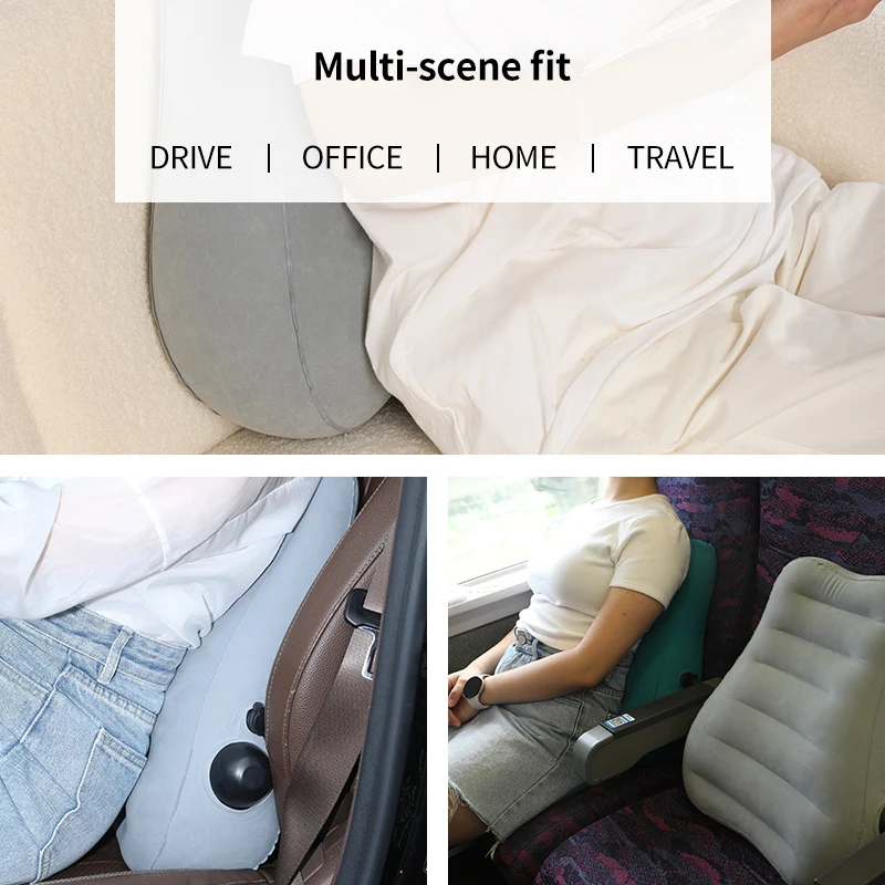Press Pump Inflatable Sciatica Relief Lower Back Cushion Lumbar Cushion Rest Pillow Camping Headrest for Car Travel Office