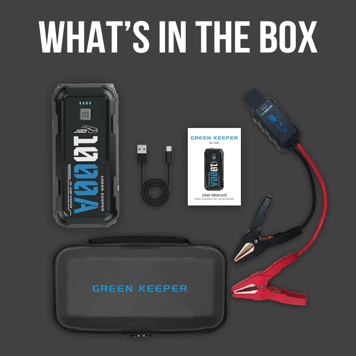 Greenkeeper UltraSafe Booster Pack 12V 1000A Battery Jump Starter For Vehicles Truck Car