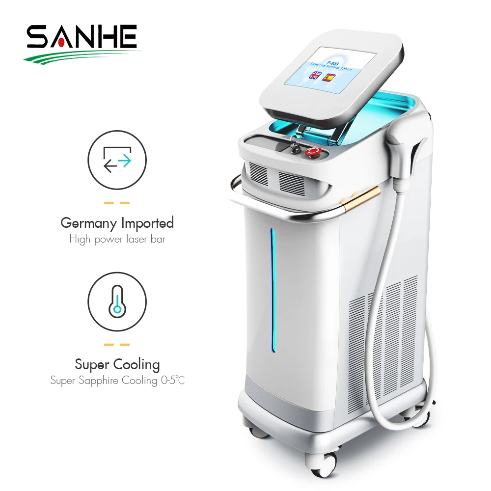 SANHE Best Selling High Power 800W Diode Laser 3 Waves 808Nm 600W Hair Removal Machine For Commercial
