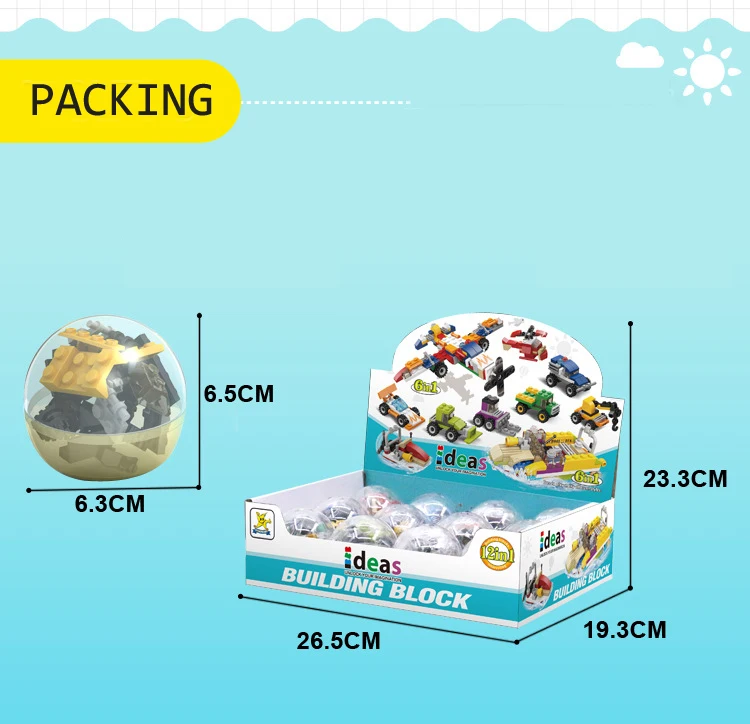 6IN 1 Building blocks Mini toy car  Candy gifts for kids  Building blocks car