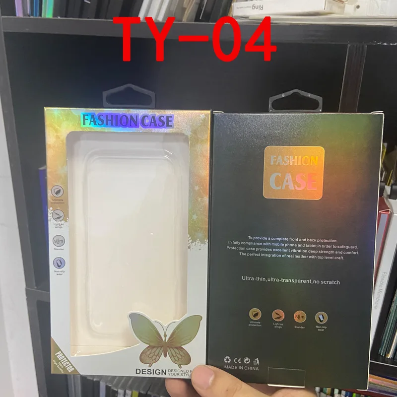 Transparent packaging box with window opening in stock, suitable for all types of phone cases