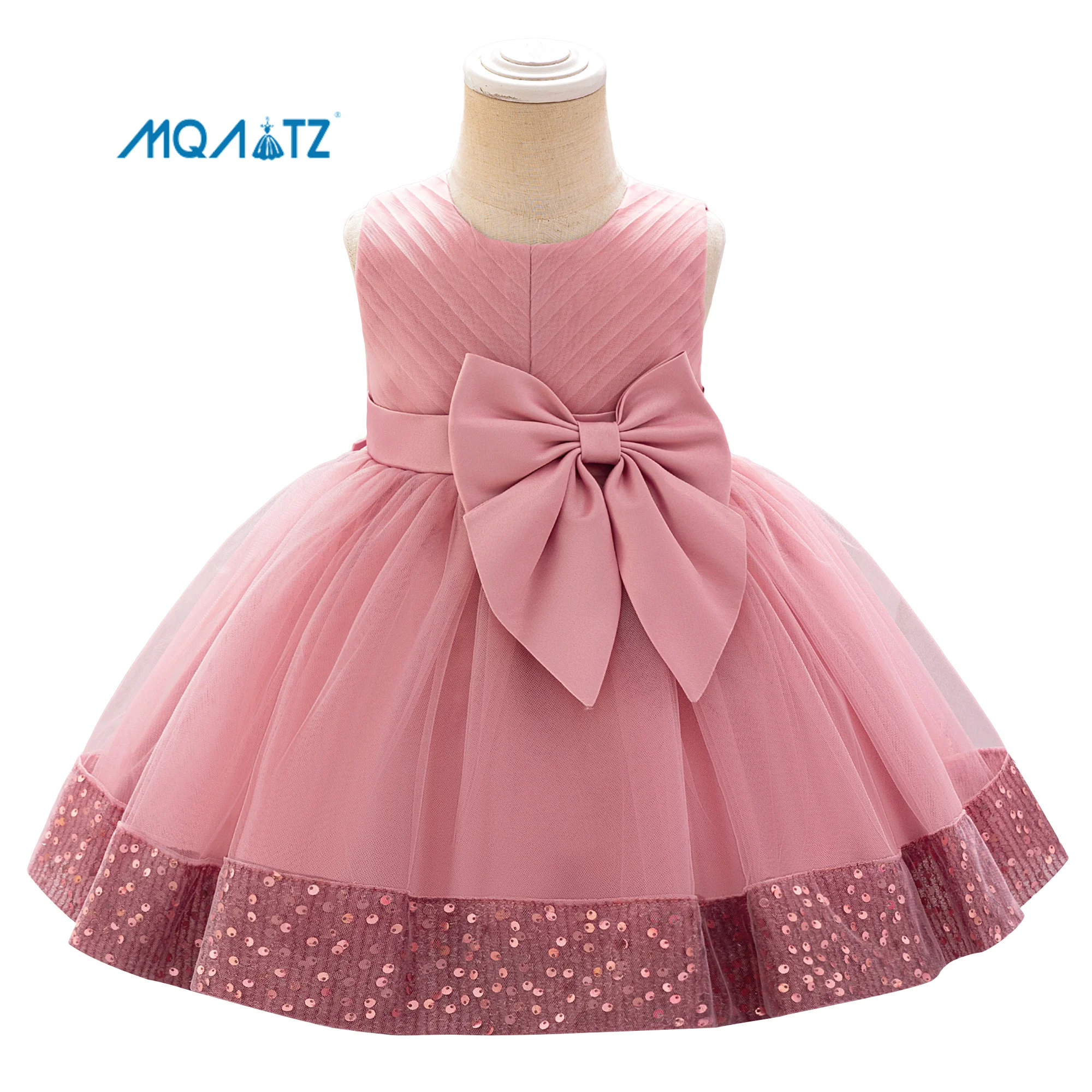 MQATZ Toddler Kids Wear 1 Year Baby Girls Birthday Party Gown Dress Sequined Frocks Design