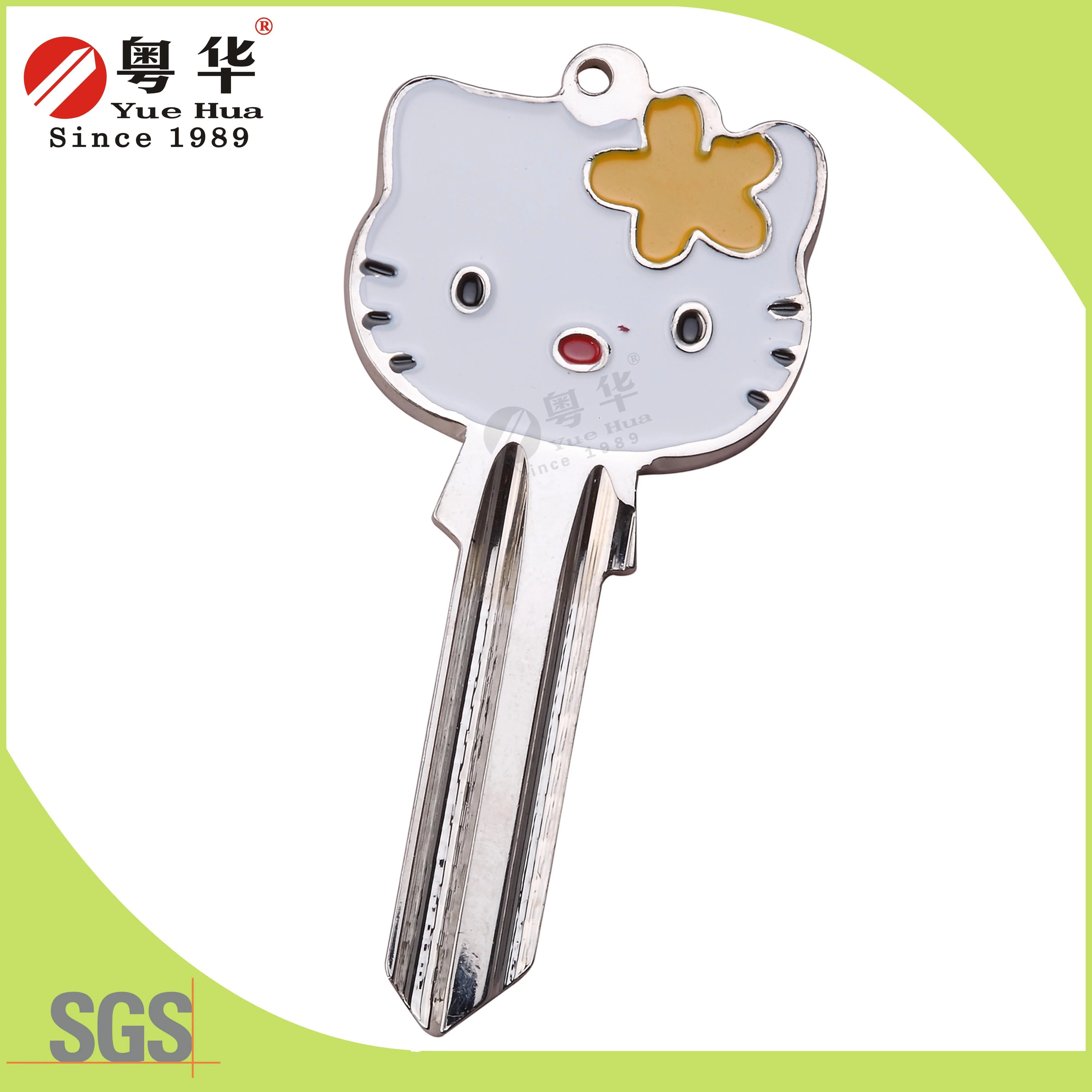 Free Sample US Market Pink Hello Kitty Shape Nickel Plated Custom Brass Key Door Brass Key Blank For Locksmith Tools