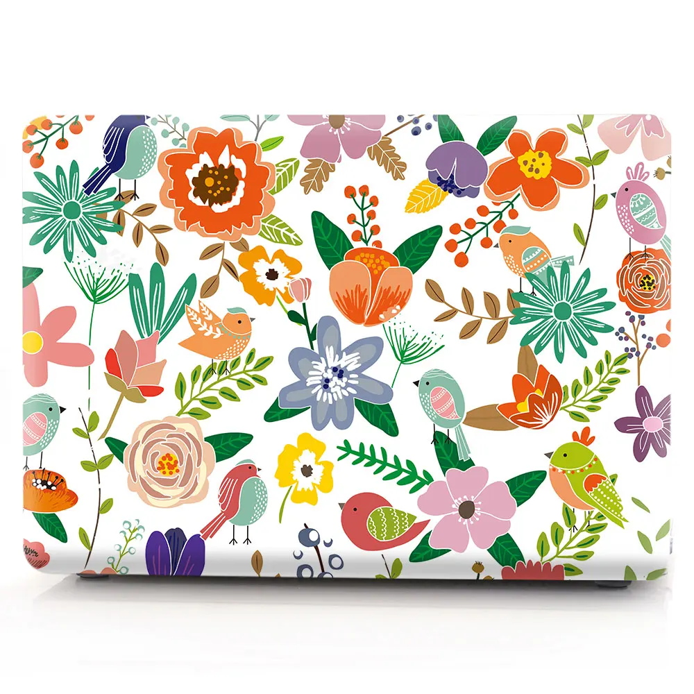
AICOO Transparent Floral Design Wholesale Hard Plastic Protective Case Cover for MacBook New 13 Air Retina with touch bar ID 