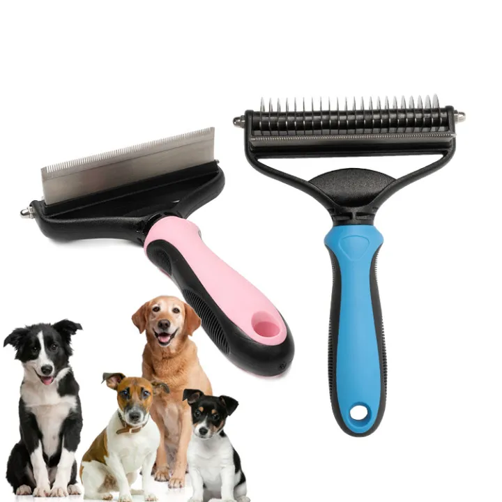 Good quality cheap price hot sell dog pet grooming products cleaning pet tool 2 in 1 pet comb hair removal dog hair removal comb
