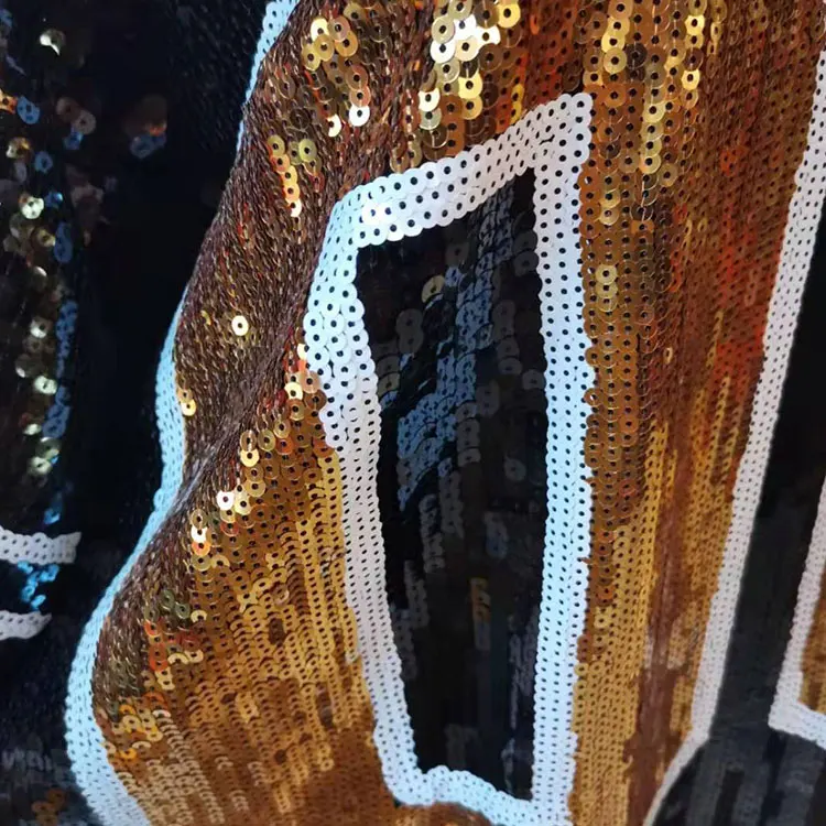 
YIZHIQIU 2XL gold and black sequin jersey dress with number 00 