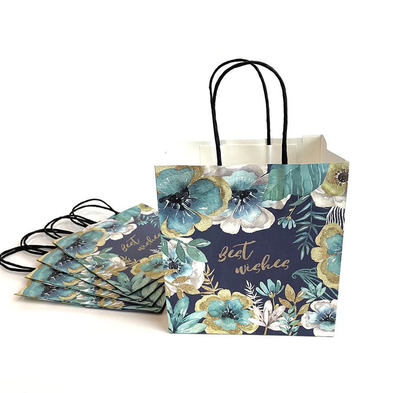 
 Маленькая бумажная сумка с индивидуальным принтом, коричневая крафт-бумага  