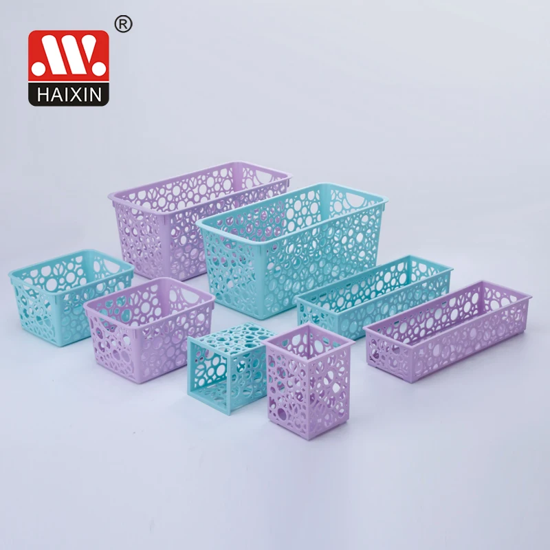 Haixing Wholesale Plastic Durable Pp Hollow Storage Basket With Handle For Home Use