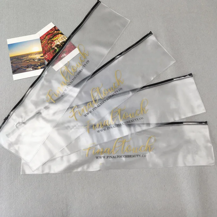 Biodegradable wig plastic packaging poly bag frosted zip lock hair extension bags