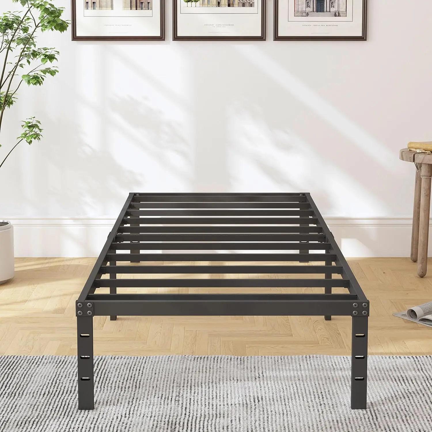 black twin modern hotel steel bed frame full size