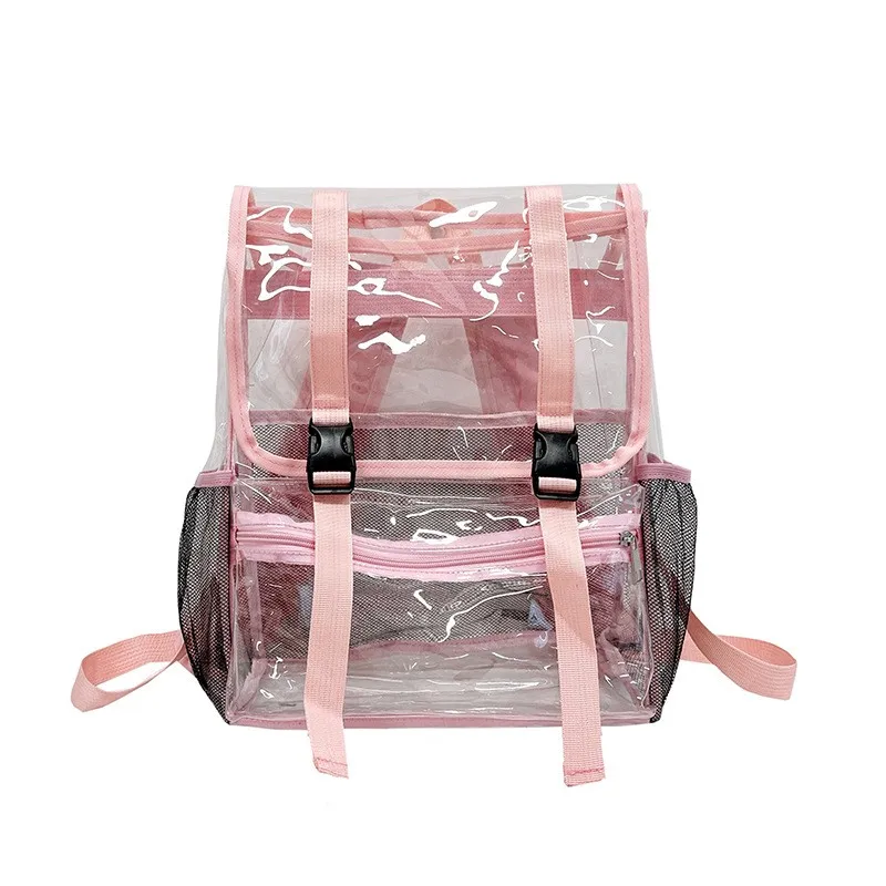 Wholesale Custom Logo Heavy Duty Big Capacity Waterproof Transparent Pvc Clear Boy Girls Book School Bag Backpack