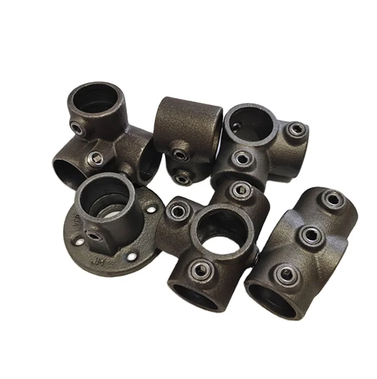 Malleable iron Key clamp-natural color tee pipe fittings for handrails greenhouse