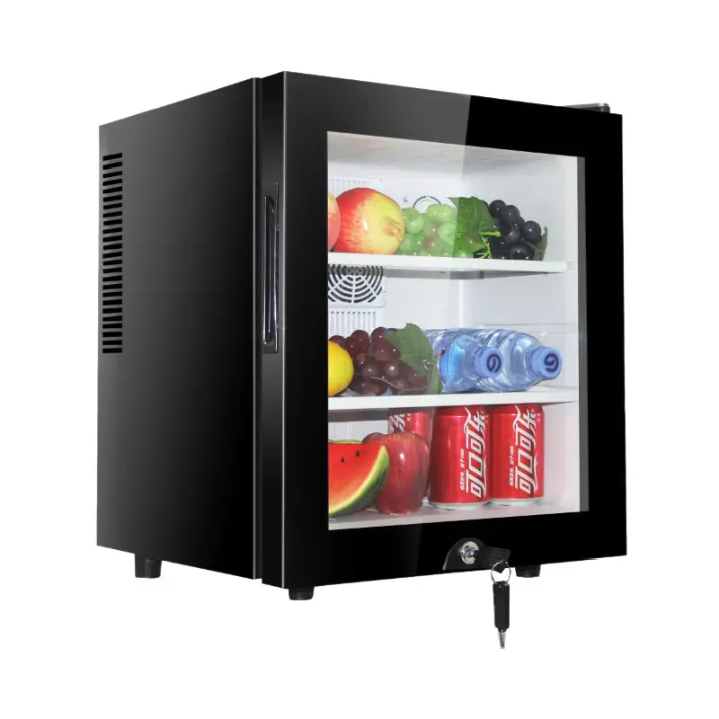 NUELEAD High Quality Black Mini Bar Fridge 40L Factory Outlet Glass Door Hotel Room Refrigerator