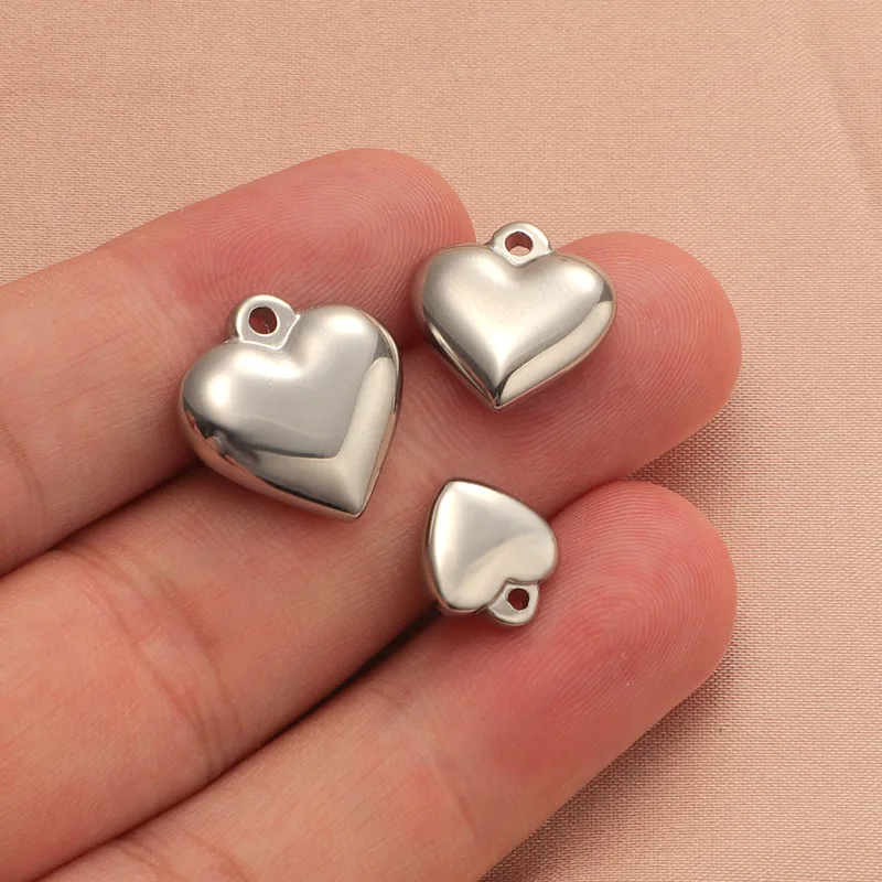 Polished Engraved Heart Pendant Jewelry Diy Accessories Stainless Steel Engraved Blank Custom Logo Heart Shape Pendant Charm