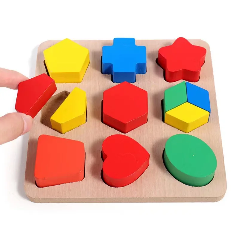 Custom Montessori 9-in-1 Wooden Geometric Cognitive Building Educational Teaching Aids Unisex Toys for Kids