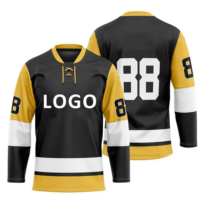 Custom Oem 100%  Polyester Embroidered Youth Double Sided  Team Mens Hockey Jersey