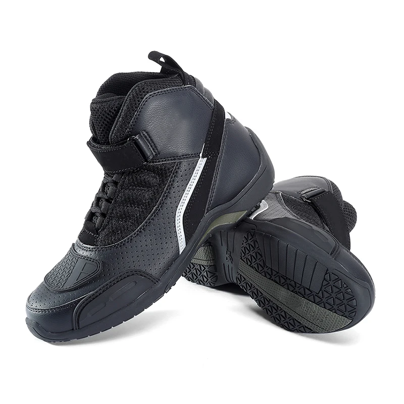 The new  Boots Microfiber Racing Shoes Anti-skid Motorcycle Boot Protective Motorbike Equipment Riding Boots Motocross Shoes