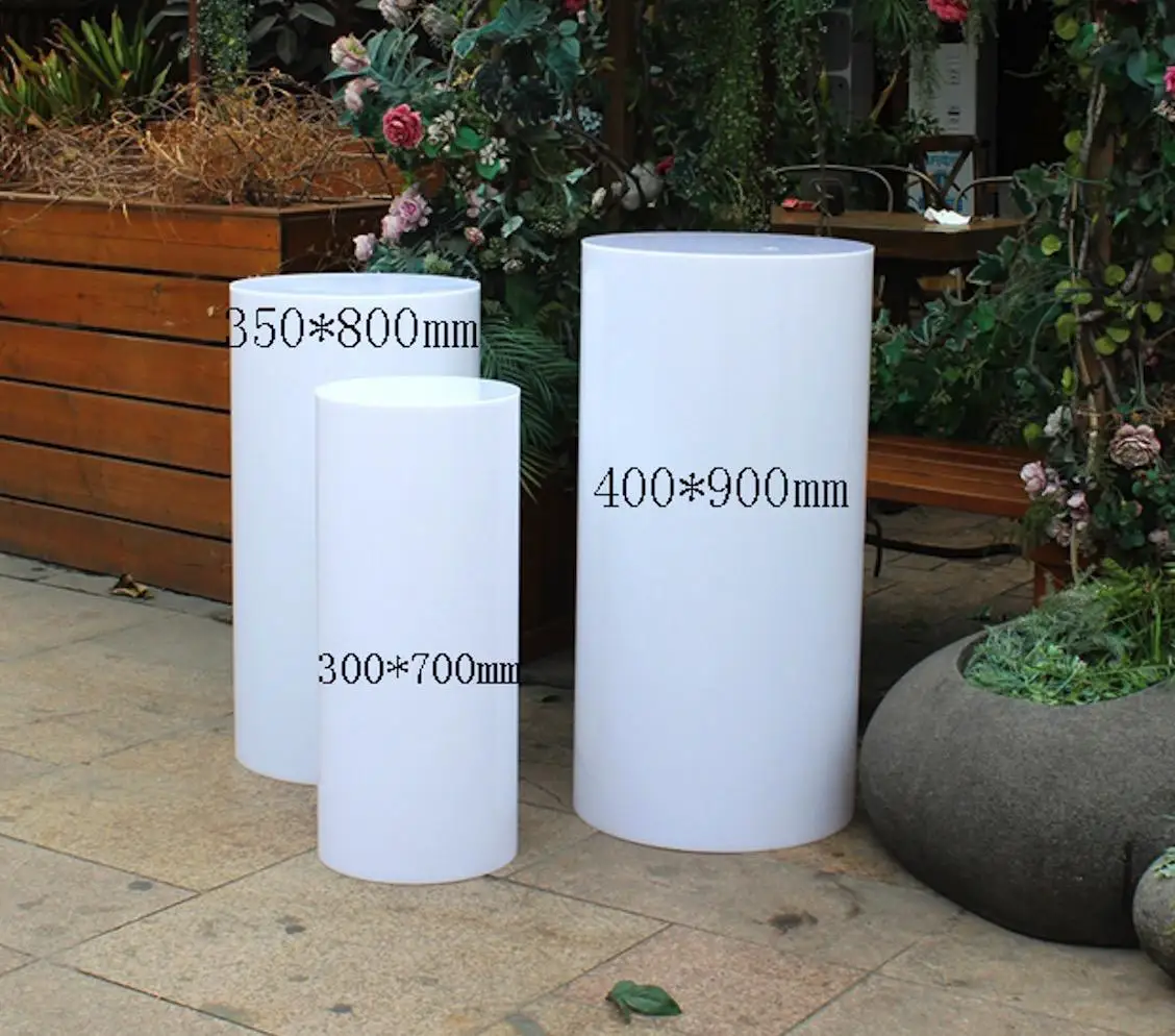 Acrylic Cylinder Pedestals Stand for events square Display Platform White Acrylic Party Round Plinths