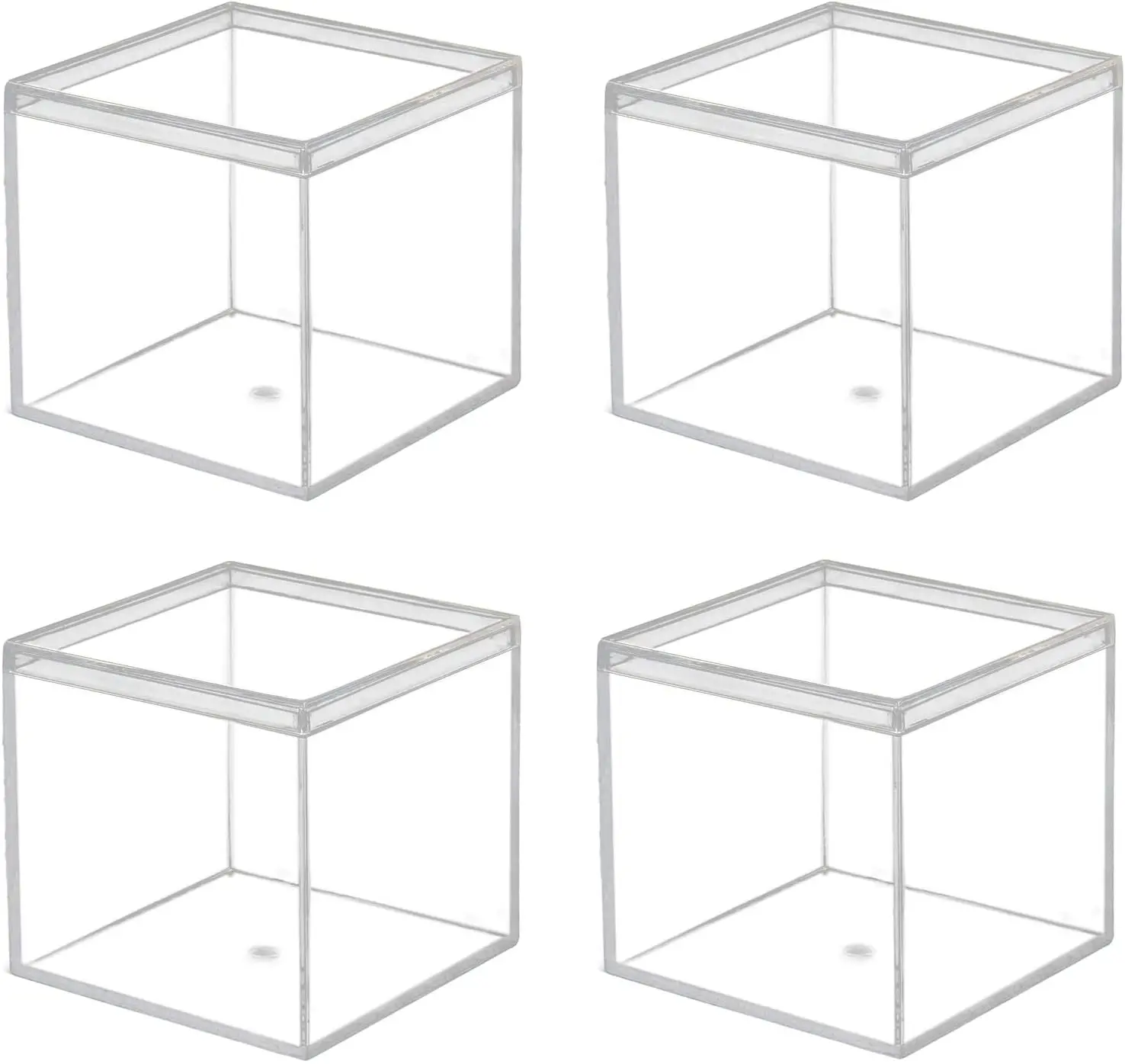 Clear Acrylic Plastic Square Cube with lid 2x2x2 Inch (5.5cm) Small Clear Plastic Storage Boxes Acrylic Cubes for Storage