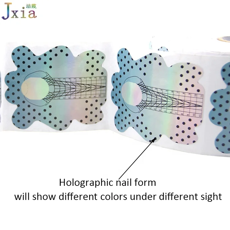 2021 Professional 500pcs per Roll Custom Logo Purple Color Double Thick Holographic Nail Sculpture Forms