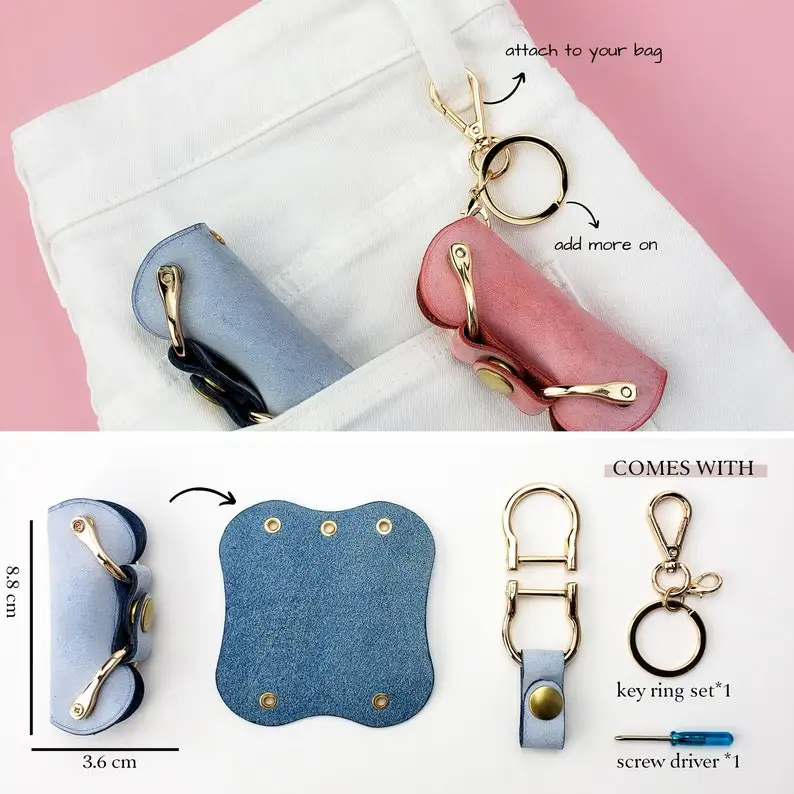 Брелок для ключей женская искусственная (-ый) веганских материалов натуральная кожаная Цепочка-держатель для ключей чехол