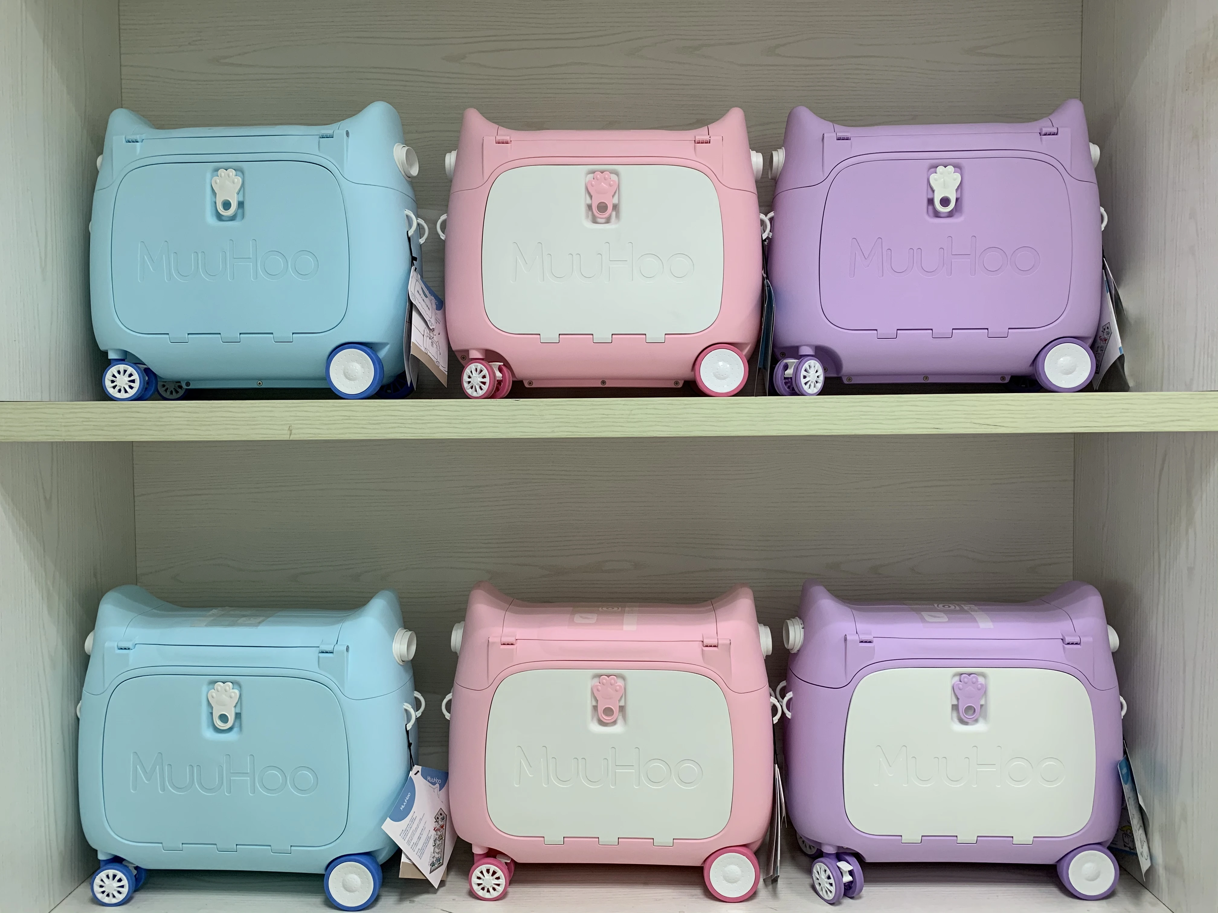 Ready to ship 6 options function children sleeping bed Eco-friendly scooter boarding kids suitcase Lovely toddler luggage bag