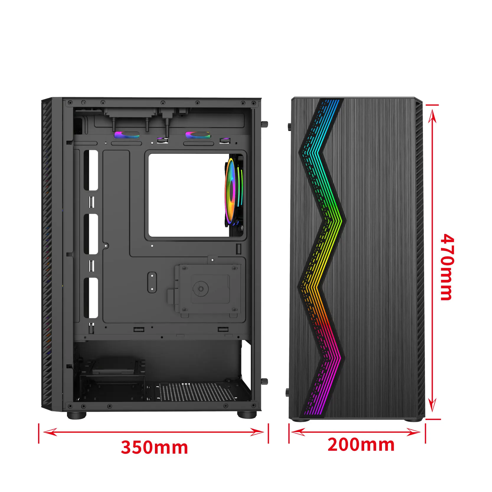 OEM/ODM desktop computer case custom logo cool rbg fan wholesale gaming pc case