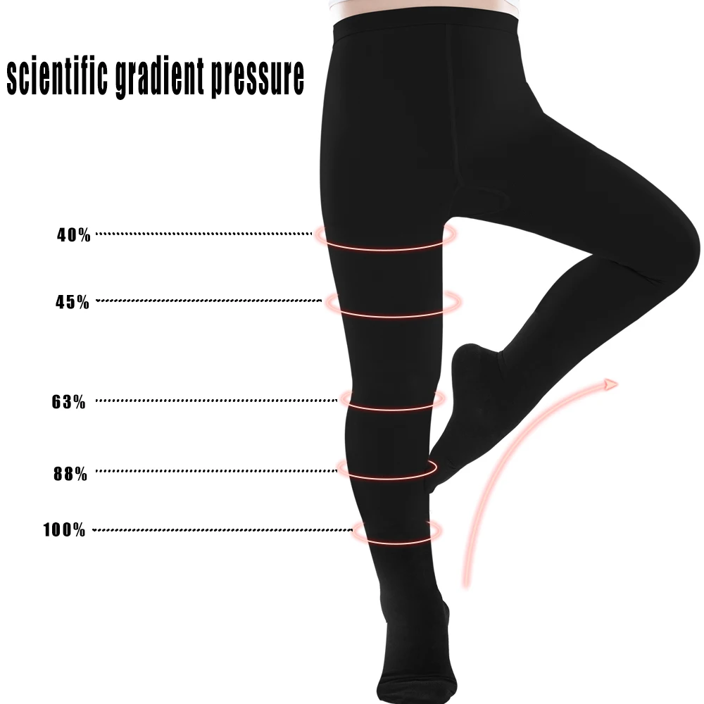 Whole Compression Pantyhose Opaque Medical Compression Tights 15-21mmHg Beige And Black