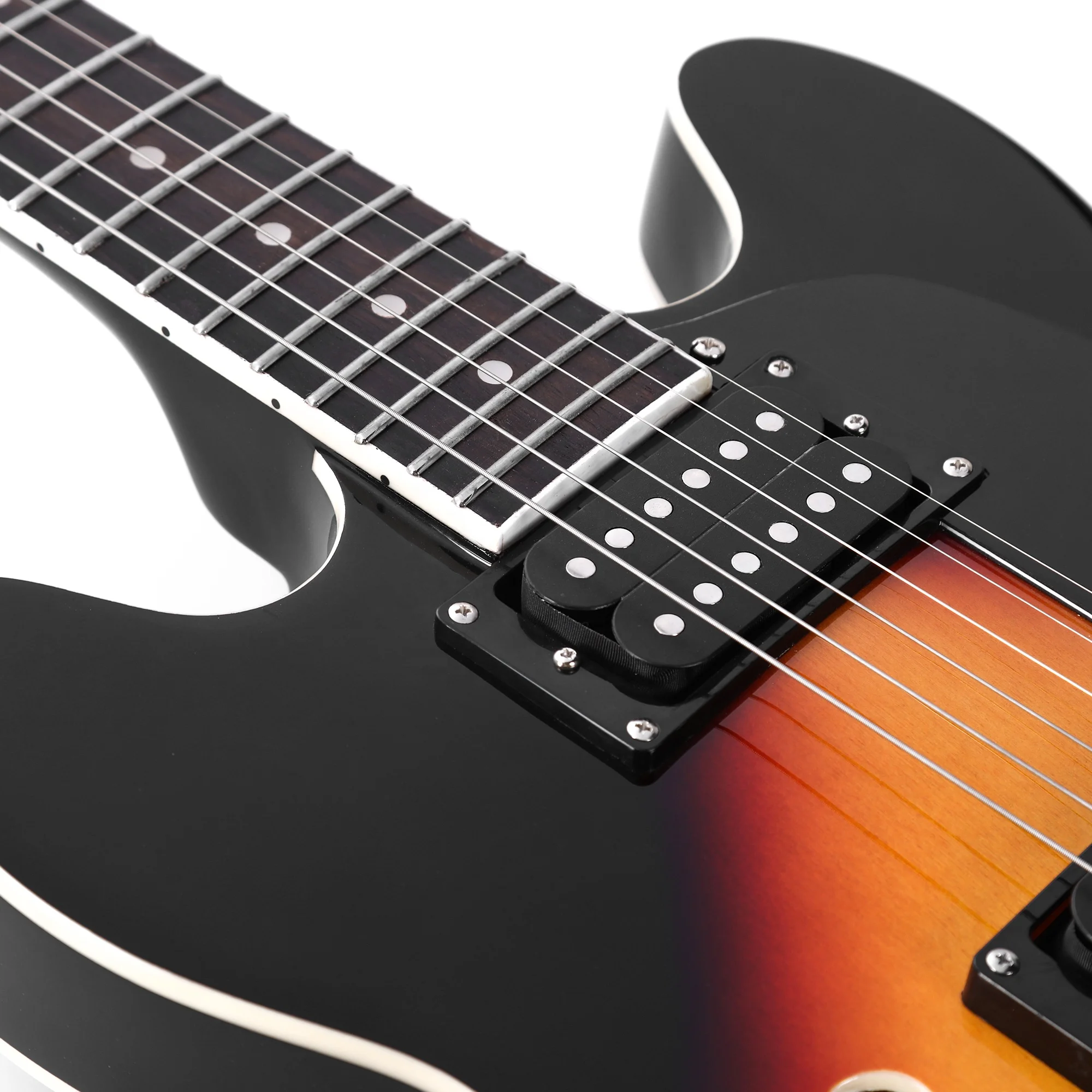 Musoo small 335  jazz style semi-hollow travel electric guitar tobacco sunburst color custom left handed