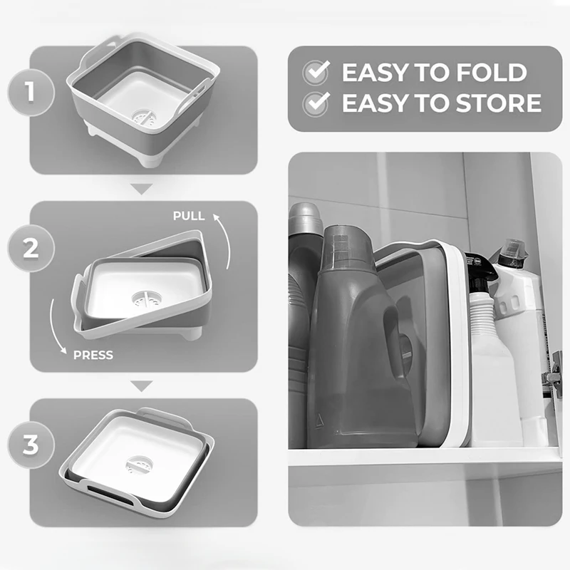 Hanser PD-114Z Portable Folding Basin Household Bathroom Foldable Washbasin Outdoor  Water Container Picnic Travel Camping Basin