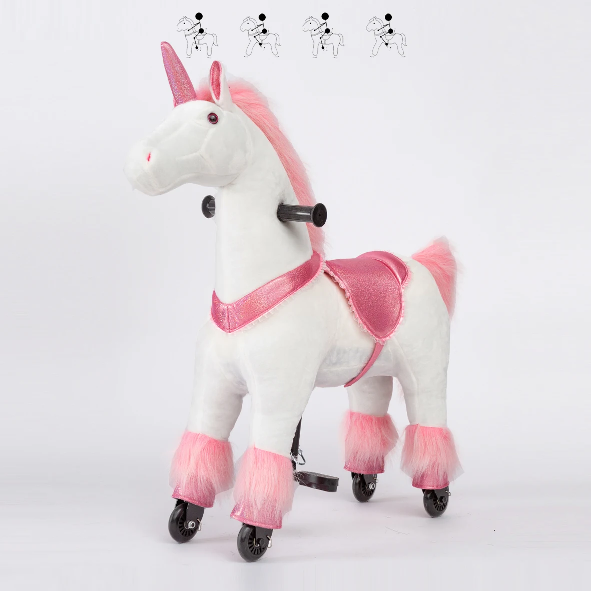 A Large Horse Toy Unicorns Design , Unicorn Series can Walking Ride On Toy animals of Baby plush rocking horse paseo de juguete