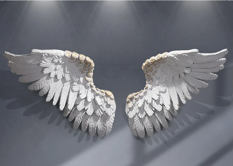 Resin Angel Wing Wall Hanging for Living Room Sofa Background Wedding Backdrop Hotel Decor for Bedroom Ornament