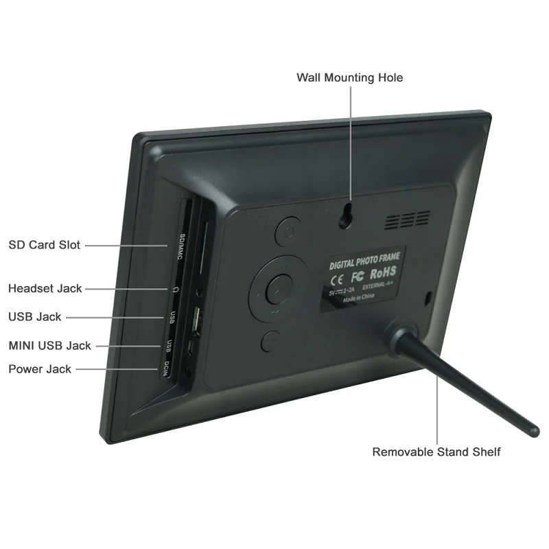 Somy Digital Picture Frames 7 Inch Digital Photo Frame Full HD LCD IPS Display Advertising Players MP3 Music 1080P Video Timer