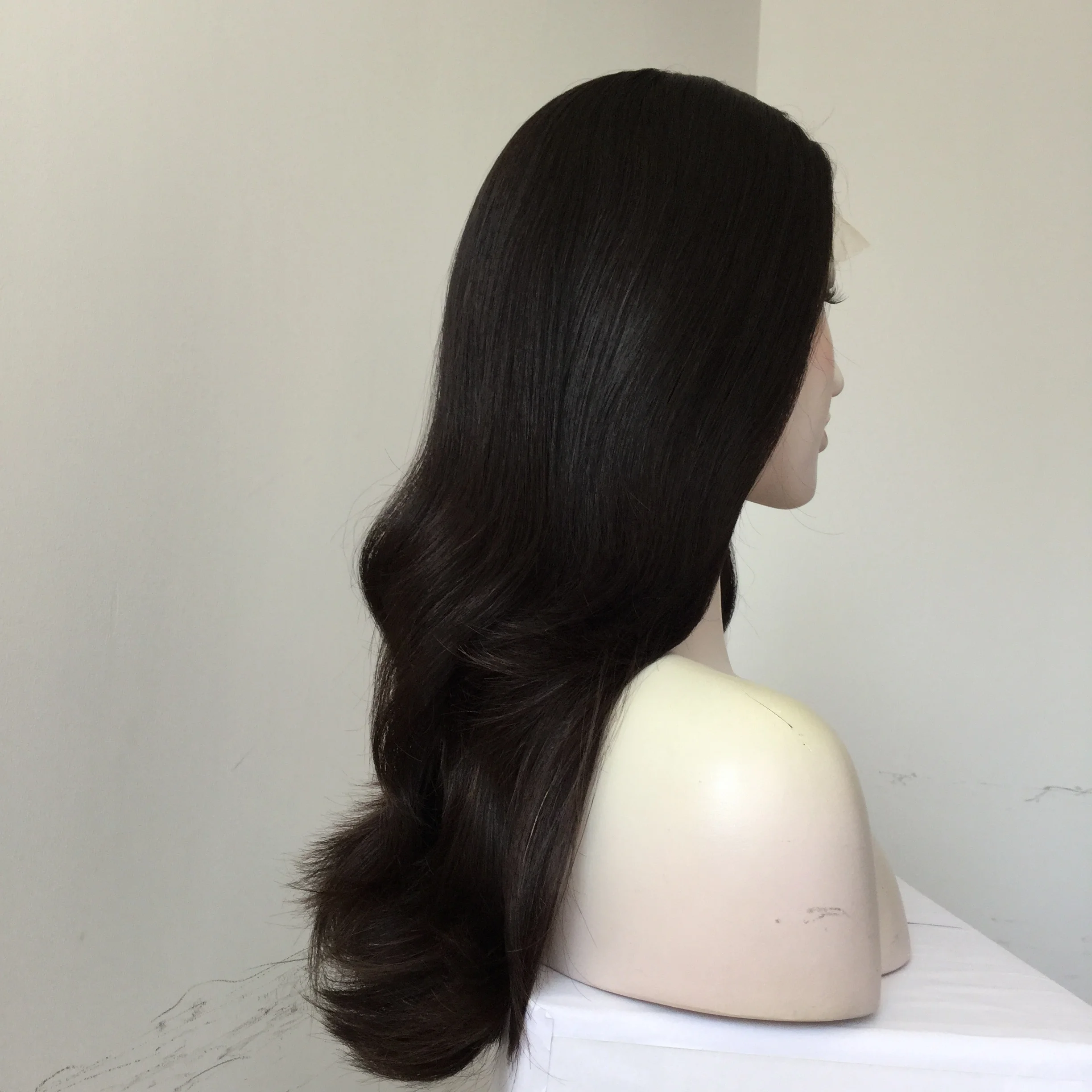 LBW Wholesale Price High Quality  Big Layer  Natural Color Swiss Lace Front 4*4 Skin Top Jewish Lace Front Wig