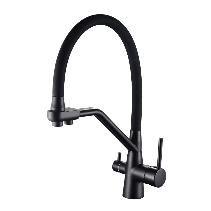 All copper three-in-one faucet, kitchen hot and cold sink, direct drinking water purifier faucet
