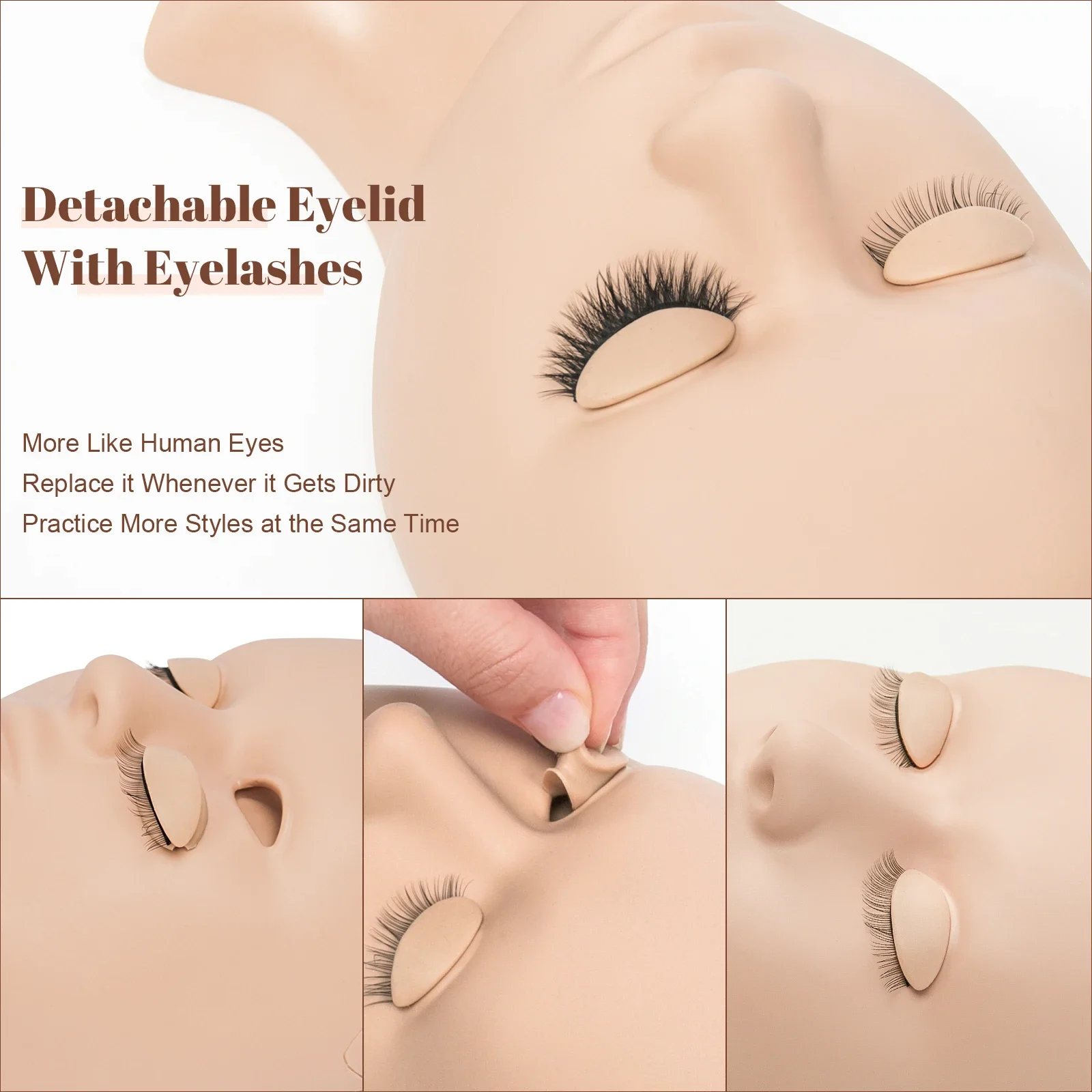 Closed Eyes Mannequin Head With Shoulder Acupoint Acupuncture Massage Makeup Eyelash Extension Practice Model Head