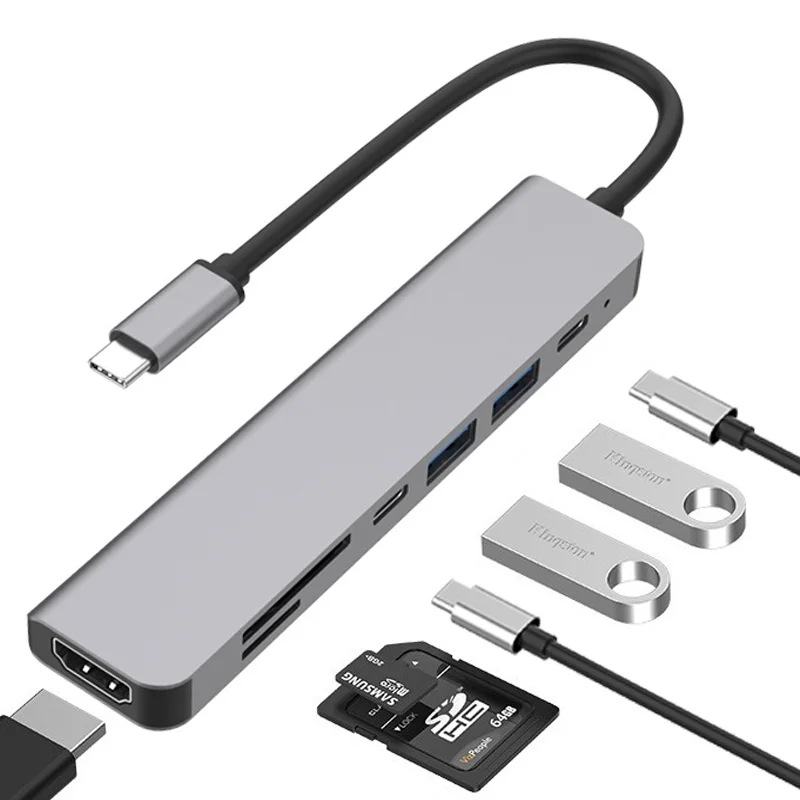 USB C Docking Station Monitor Adapter USB C to HDMI Adapter 7 in 1 Type C Adapter Hub Compatible for Thunderbolt 3 MacBook