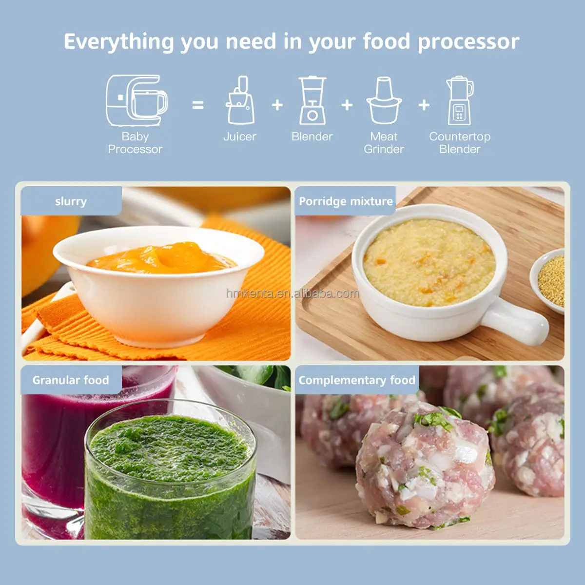 Small Manual Household Baby Food Processor and steamer for baby food 7 in 1 Easy to